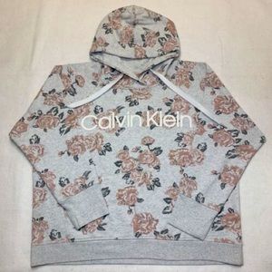 Calvin Klein Gray Hoodie with Roses